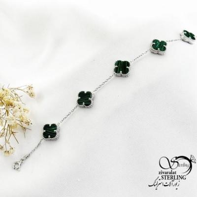 دستبند ونکلیف سبز نقره 925 عیار کد 17835