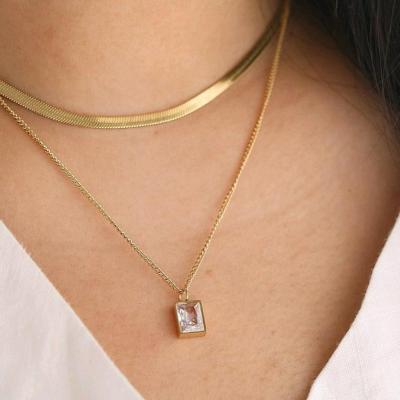 گردنبند زنانه دو لاین طرح نگین دار (ارسال رایگان) عبیرشاپ-153094