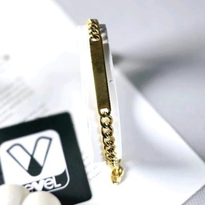 دستبند استیل طلایی پلاک دار