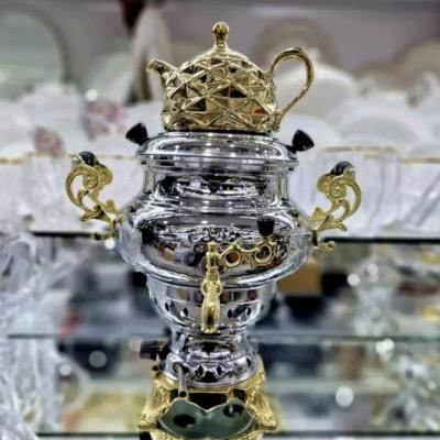 سماور گازی سه کاره آزمایش 6لیتر بدنه برنج مدل پلاس درجه یک 1 سال ضمانت