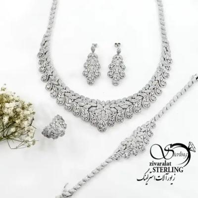 سرویس نگین دار جواهری نقره ایتالیا کد 19430