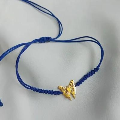 دستبند پروانه استیل با بند ابی کاربنی