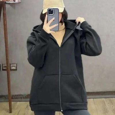 سوییشرت جلو زیپ ساده تو کرکی-156072