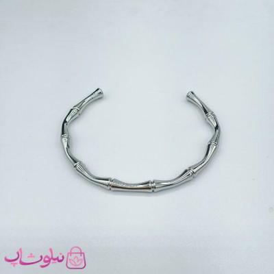 بنگل مردانه بامبو رنگ نقره ای ضخامت 4 میل کد 1491