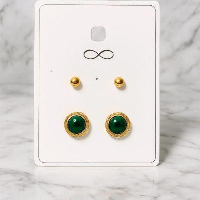 پک گوشواره دو عددی میخی سبز و طلایی