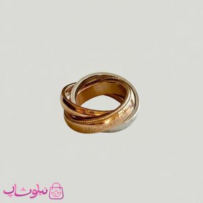 پلاک زنانه طرح سه حلقه درهم مدل his queen نقره ای رزگلد کد 250