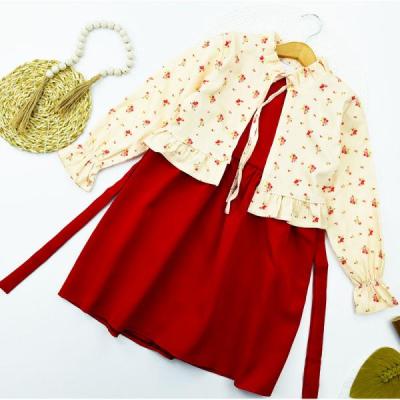 کت سارافون دخترانه قرمز کرم کد 10792