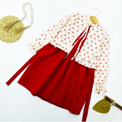 کت سارافون دخترانه قرمز شیری کد 10792