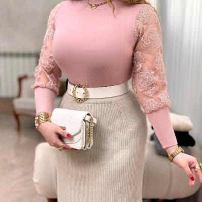 بلوز شومیز گپ مجلسی آستین توری وارداتی 8644