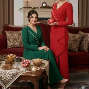 پیراهن مهمانی زنانه کرپ مدل پیراهن زیبای مجلسی یلدایی مدل نگین 1845