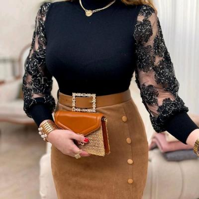 بلوز گپ مجلسی آستین توری 8644