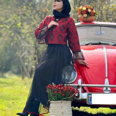 مانتو شلوار زنانه مدل ست کت دامن یلدایی زنانه جنس کت تافته اعلا+دامن تور آستردار