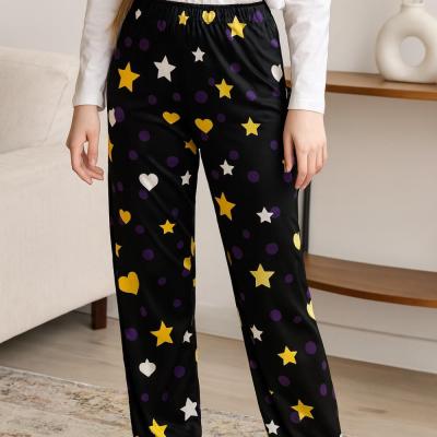 شلوار پیژامه مخمل دخترانه وارداتی قلب و ستاره