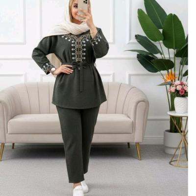 ست تونیک شلوار زنانه مدل شرمین جنس مخمل کبریتی ریز +گلدوزی