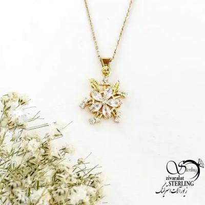 گردنبند طرح برف نگین دار کد 20513