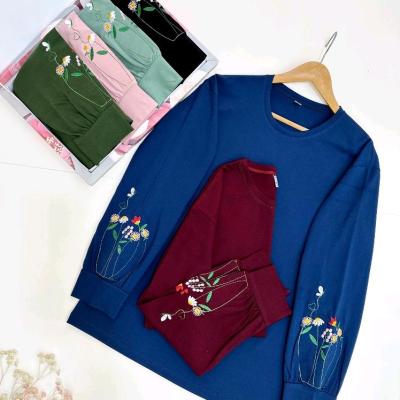 بلوز آستین بلند گلدوزی شده زنانه نخ پنبه