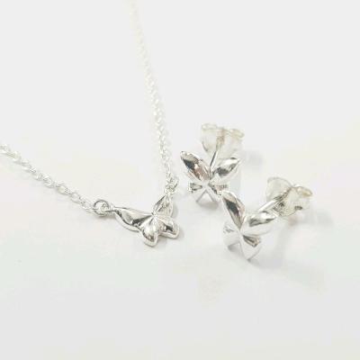 نیم ست گردنبند و گوشواره نقره عیار 925 مدل پروانه ، بسیار ظریف و زیبا