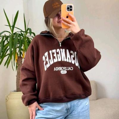 هودی نیم زیپ زنانه مدل لس آنجلس جنس دورس تو کرکی درجه یک