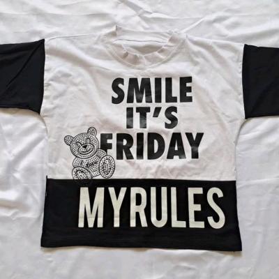 کراپ نخی اعلا طرح دو رنگ سفید و مشکی