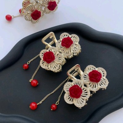 کیپس فلزی گل رز، مخملی،نگینی آویزدار