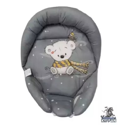 قنداق آغوشی نوزاد ( قنداق سوئیسی ) مخمل طرح عروسکی طوسی