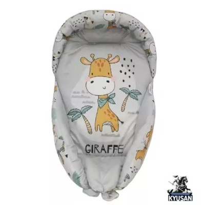 قنداق آغوشی نوزاد ( قنداق سوئیسی ) مخمل دو رو طرح عروسکی طوسی