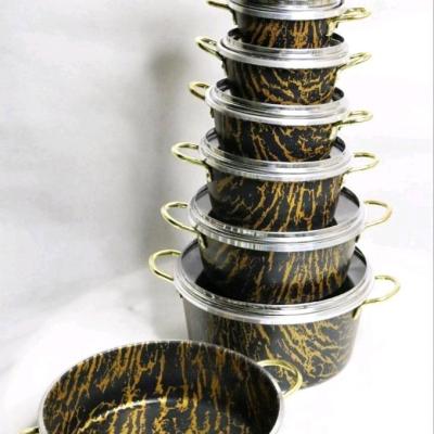 سرویس قابلمه 14 پارچه ماربل ماهیتابه طرح سنگ