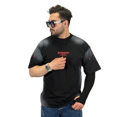 تیشرت آستین کوتاه طرح پیسوله ای رنگ مشکی