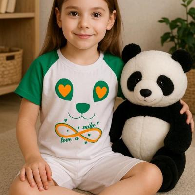 تیشرت شلوارک دخترانه طرح پاندا سایز 50 55 و 60