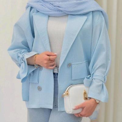 شومیز مانتویی اطلسی مدل مهتاب