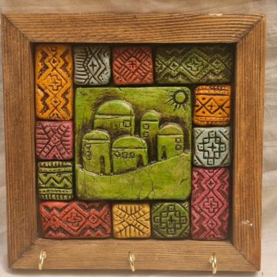 جاکلیدی چوبی سفالی شمسا مدل کلبه