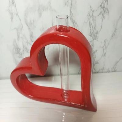 گلجا طرح قلب 16 سانت همراه با شیشه