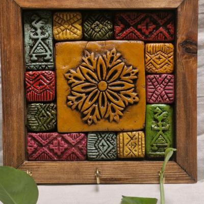 جاکلیدی سفال و چوب شمسا مدل گل مرداب