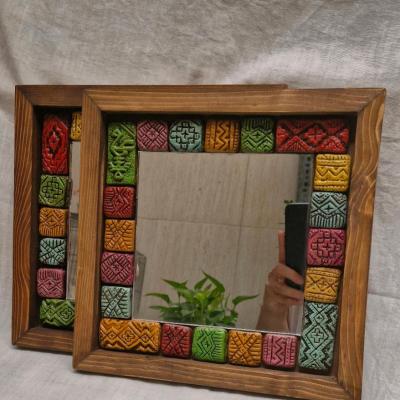 آینه دستساز سفال و چوب شمسا