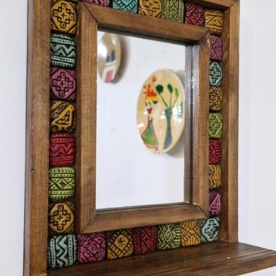 آینه دستساز سفال و چوب شمسا
