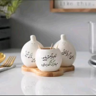 ست نمکپاش و آبلیمو ریز زیره چوبی
