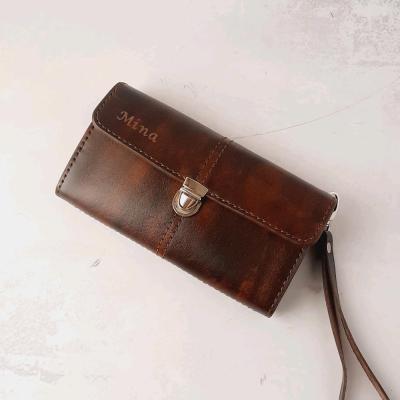 کیف پول زنانه، چرم گاو ، رنگ قهوه ایی