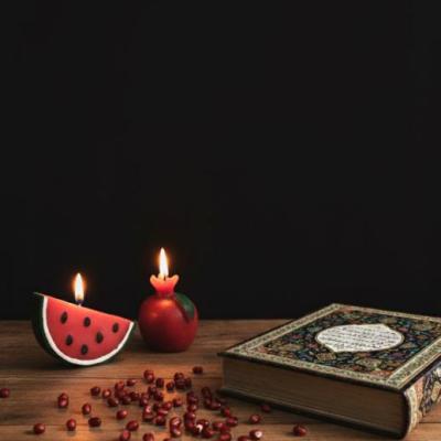 شمع هندوانه و انار پک 2 عددی طلق دار