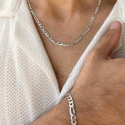 ست گردنبند و دستبند فیگارو مردانه