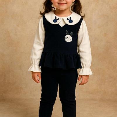 ست بچگانه بلوز و شلوار و جلیقه دخترانه مخمل کبریتی-158643