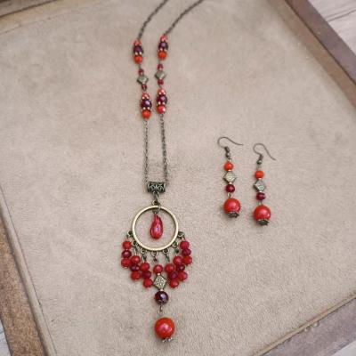 نیمست گردنبند و گوشواره یلدایی با آویز انار