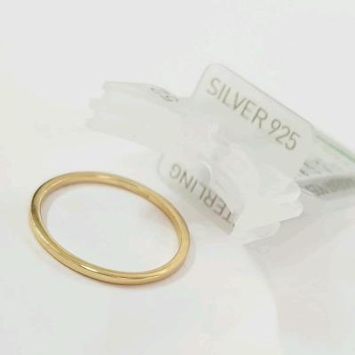 انگشتر حلقه رینگی ساده طلایی جنس نقره عیار 925،عیار حک شده داخل انگشتر