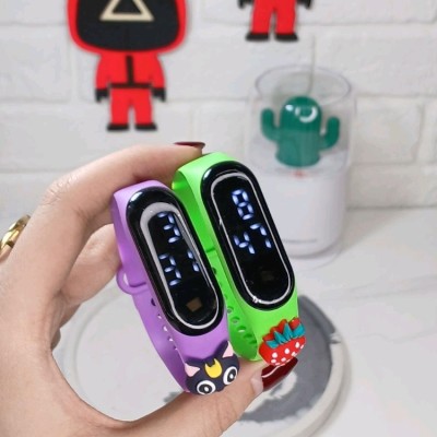 ساعت دیجیتال لمسی کودکانه رنگ ابی ویشمی