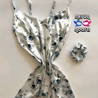 پیراهن ساتن ابریشم طرح برگ