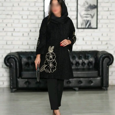 مانتو کتی زنانه کرپ مدل مانتودکتی گل رز