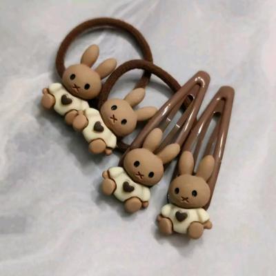 ست 4 عددی تق تقی و کش مو خرگوشی دخترانه رنگ نود