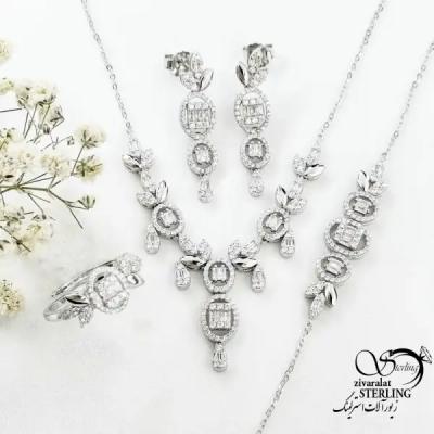 سرویس نقره نگین جواهری عیار925 کد 18530