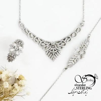 سرویس نقره جواهری طرح هفتی عیار925 کد 18270