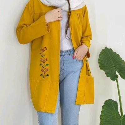 مانتو دخترانه الیاف مدل مانتو الیاف طبیعی جنس نخ و پنبه ای گلدوزی شده