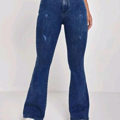 شلوار جین بوتکات زنانه و دخترانه رنگ سرمه ای پارچه جین سوپر کش ترک